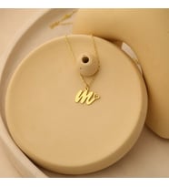 Mini Kalp Detaylı Harf Kolye 925K Gümüş (Gold)
