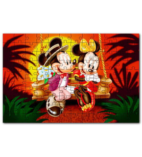 Cakapuzzle Romantik Mickey ve Minnie Mouse Puzzle Yapboz MDF (Ahşap) (120 Parça)