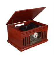 Magicvoice F39 Retro Vintage Çanta Pikap CD Kaset Radyo Bluetooth AUX USB Mp3 Çalar