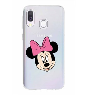 Samsung Galaxy A40  Kapak Minnie Mouse Tasarımlı Şeffaf Silikon Kılıf