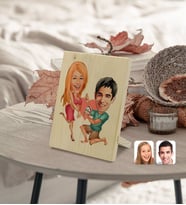 BK Gift Kişiye Özel Sevgililer Karikatürlü Dekoratif Ahşap Çerçeve Model 19