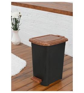 Şık Ahşap Görünümlü 25L Slim Pedallı Çöp Kovası