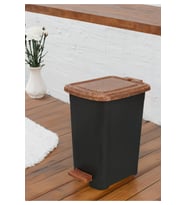 Şık Ahşap Görünümlü 25L Slim Pedallı Çöp Kovası