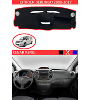 Citroen Berlingo 2008-2017 Için Uygun Torpido Koruma Halısı Siyah Kenar Renk Kırmızı