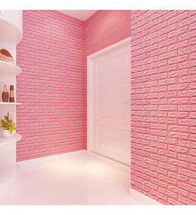 NW03 Pembe Tuğla Arkası Yapışkanlı Esnek Silinebilir Duvar Paneli