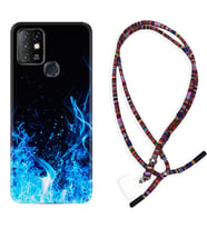 INFINIX Hot 8 9 10 11S Hot 10 Play 10T Kılıf Boyun Asklı Rasta Silikon Blue Fire 1678