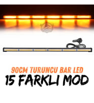 Turuncu Tepe Çakar Bar Led 90cm 12-24v  Off Road Çekici Traktör İkaz Lambası Çakar 15 Modlu