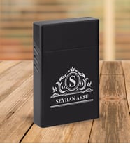 BK Gift Kişiye Özel Siyah Slim Boy Metal Sigara Kutusu-12
