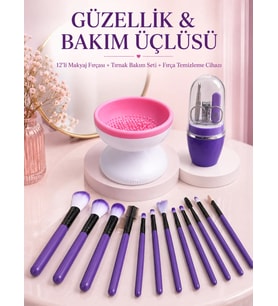 Kadın Güzellik Seti 12 Parça Makyaj Fırçası Fırça Yıkama Temizleme Cihazı Manikür Pedikür Tırnak Bak