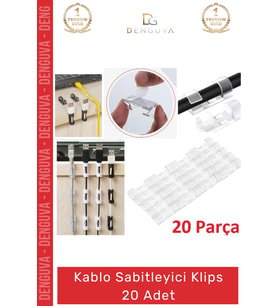 #Klips Yapışkanlı Masaüstü Ofis Düzenleyici Pratik Güçlü Kablo Sabitleyici Klips Seti - 20 Adet