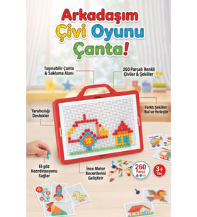 Arkadaşım Çantalı Çivi Oyunu 260 Parça Eğitici Mozaik Puzzle Seti 3+ Yaş