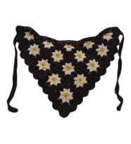 Papatya Motifli Örgü Bandana (D.Siyah)
