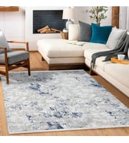 Makine Kaymaz Yıkanabilir Mavi Modern Triko Salon Halısı Mutfak Halısı Koridor Halısı Yolluk 7604A