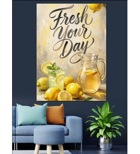Fresh Your Day Limonata Tasarımı Dekoratif Kanvas - Mdf Ahşap Tablo