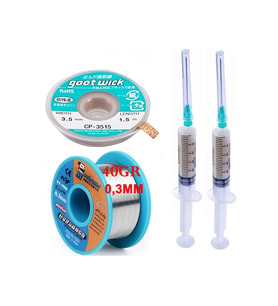 Dörtlü Set Flux,lehim Emme Fitili 3,5mm Ve Mechanic Lehim Teli 40gr 0,3mm X02