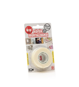 Ve-Ge Çift Taraflı Köpük Bant 19 mm x 1.5 Metre