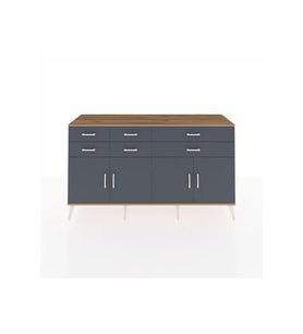 Kronos Konsol 3 Raflı 6 Çekmeceli 4 Kapaklı 176x59x99 Çam-Antrasit