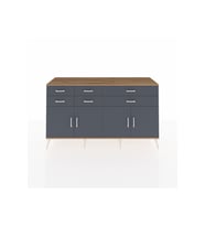 Kronos Konsol 3 Raflı 6 Çekmeceli 4 Kapaklı 176x59x99 Çam-Antrasit