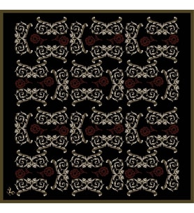 Barok Desen Black Seri Twill Eşarp Eşarp Askısı ile Birlikte 90x90 cm Haki-90x90