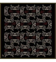Barok Desen Black Seri Twill Eşarp Eşarp Askısı ile Birlikte 90x90 cm Haki-90x90
