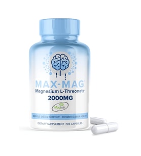 Maxlife Naturals Max-Mag Magnezium L-Threonate- 105 Capsules Made in USA- Magtein 2000mg with Vitamin D3 and K2 for Sleep, Mood & Brain. (Renksiz)