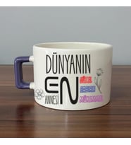 Dünyanın En Annesi Baskılı Mor Kulplu C Fincan