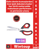 #Makas Lazer Kesim Paslanmaz Çelik Ağızlı Ergonomik Plastik Saplı Şık Profesyonel Terzi Makası 24 Cm