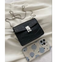 Dellashop Mini crocodile embossed flap chain square bag