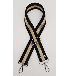 Angel Çanta Aksesuar Polyester Kolon 120X4 Cm Siyah Renk Simli Gümüş Metalli