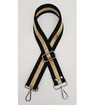Angel Çanta Aksesuar Polyester Kolon 120X4 Cm Siyah Renk Simli Gümüş Metalli