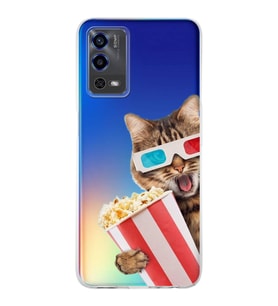 PrintiFy Oppo A55 4G ile Uyumlu Kedi 1 Kamera Korumalı Şeffaf Kılıf