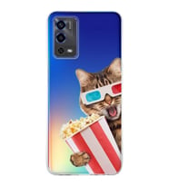PrintiFy Oppo A55 4G ile Uyumlu Kedi 1 Kamera Korumalı Şeffaf Kılıf