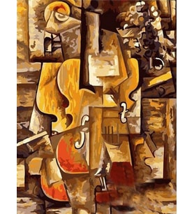 Picasso Viyolin ve Üzümler Sayılarla Boyama Seti(40x50 cm Tuval Şasesine Gerili)