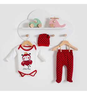 Lady Bug Badili Şapkalı Bebek Takım Renkli Karışık