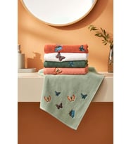 Kelebek Nakışlı 5'li %100 Pamuklu Havlu Seti 50x90 cm
