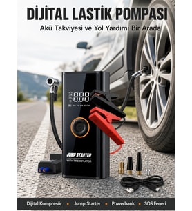 Çok Fonksiyonlu Araç Yol Yardım Kiti Jump Starter Lastik Pompası Yeni Nesil