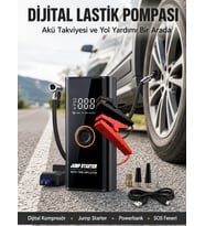 Çok Fonksiyonlu Araç Yol Yardım Kiti Jump Starter Lastik Pompası Yeni Nesil