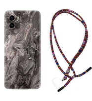 Vivo Y15S Y32 Y33S Y51 Y53S Kılıf Boyun Asklı Rasta Silikon Gri Mermer 1376