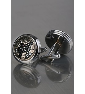 Gümüş Renk Füme Taşlı Kol Düğmesi KD1237