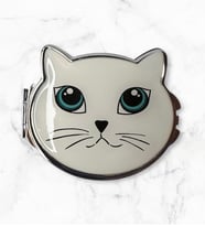 Mini Kedi Tasarımlı Kozmetik Cep Aynası Çanta Aynası Kapaklı El Makyaj Aynası