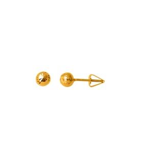 Kalemli Sarı Altın Top Küpe (6 mm Çaplı)
