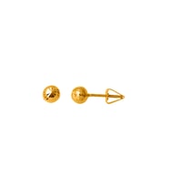 Kalemli Sarı Altın Top Küpe (6 mm Çaplı)
