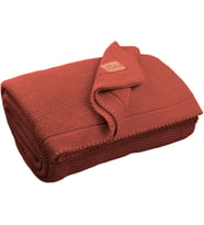 Organik Pamuk Örgü Battaniye – GOTS Sertifikalı, Hafif, Nefes Alabilir ve Rahat Yapısıyla Kanepe, Yatak ve Ev Dekorunda Boho Vintage Tarzı (Mercan Kiremit, 130X150)