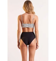 Kadın Bikini Takımı Tropikal Desenli Drapeli Üçgen Kaplı Balensiz Yüksek Bel Hipster Örme Şık