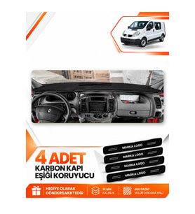 RENAULT TRAFİC (2004-2010) Uyumlu Ön Torpido Koruma Kılıfı Halısı - Siyah