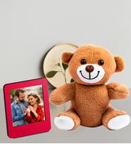 Kişiye Özel 25cm Peluş Ayıcık Ve Fotoğraflı Kırmızı Çerçeve