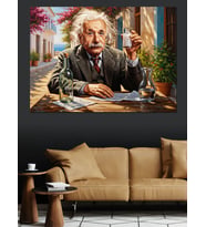 Rakı İçen Albert Einstein Dekoratif Kanvas - Mdf Ahşap Tablo