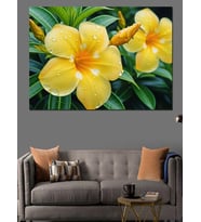 Islak Sarı Plumeria Çiçeği Dekoratif Kanvas - Mdf Ahşap Tablo