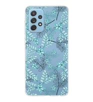 Samsung Galaxy A72 Uyumlu Kapak Floral Su Yeşili Tasarımlı Şeffaf Silikon Kılıf