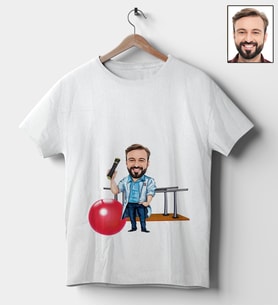 Kişiye Özel Fizyoterapist Tasarımlı Karikatür Tişört 106 (Beyaz)